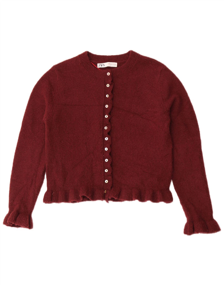 Maglione cardigan corto da donna Zara UK 10 piccolo poliestere marrone