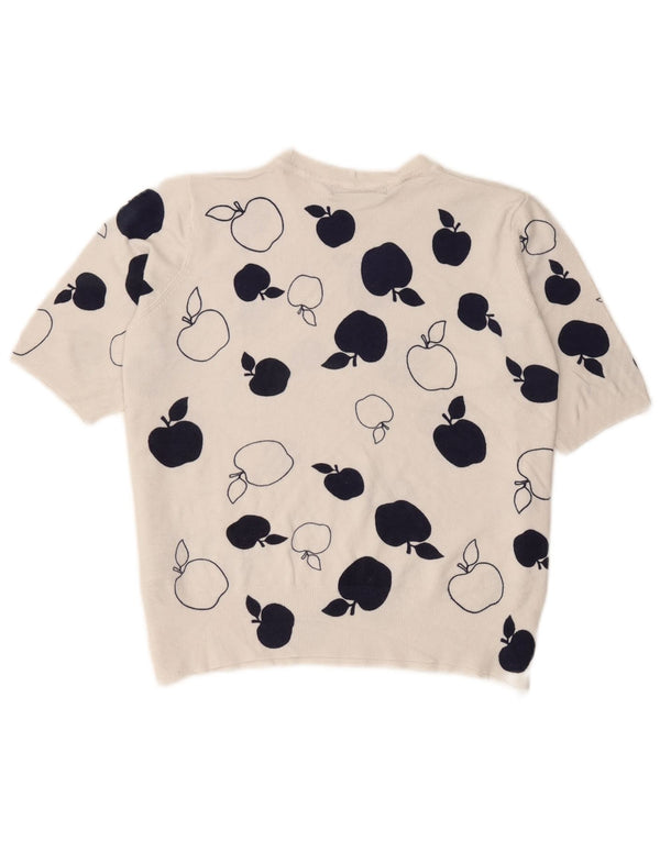 Maglione maglione girocollo con grafica da donna Marks & Spencer UK 14 grande bianco