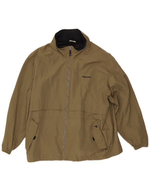 Giacca antipioggia con cappuccio da uomo Diadora UK 42 XL Khaki Poliammide