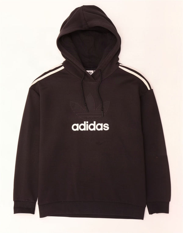 Maglione con cappuccio oversize grafico da donna Adidas UK 12/14 Cotone nero medio