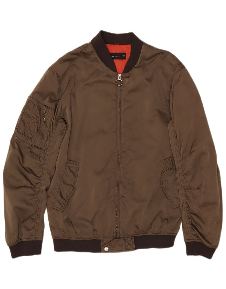 Giubbotto bomber da donna Zara UK 10 piccolo poliestere kaki