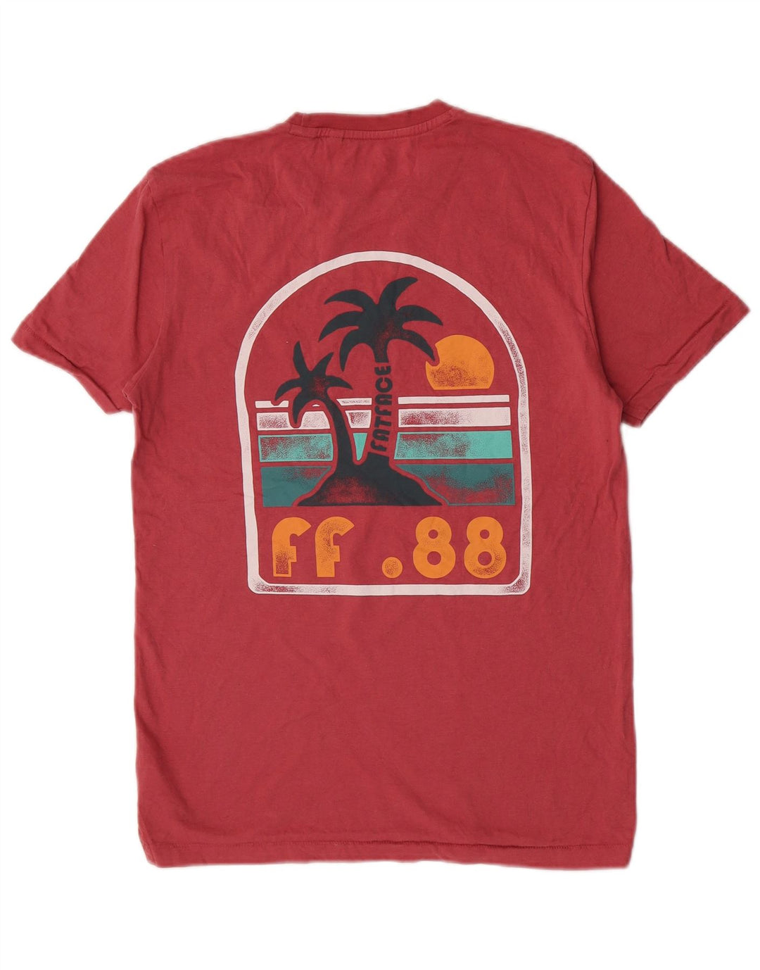 T-shirt grafica da uomo Fat Face Top piccola spiaggia di cotone rosa