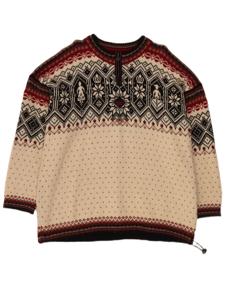 DALE OF NORWAY Maglione da uomo con zip e collo XL bianco sporco Fair Isle