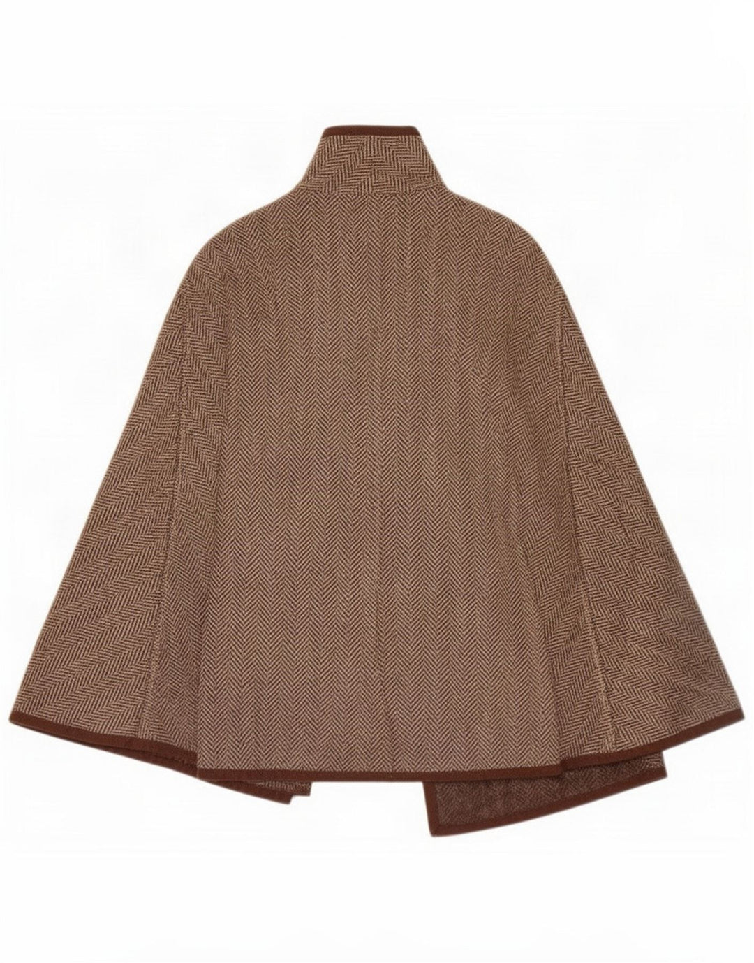 Cappotto vintage da donna a mantella con 1 bottone Taglia unica Marrone a spina di pesce
