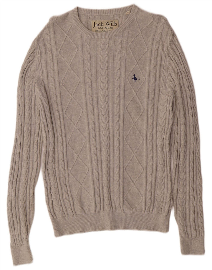 Maglione maglione girocollo da uomo Jack Wills in cotone grigio medio classico