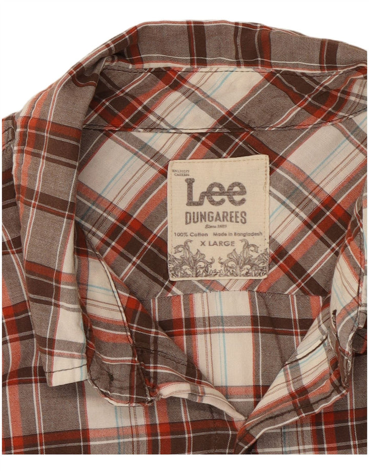 LEE Salopette da uomo a maniche corte Camicia XL in cotone a quadri multicolore