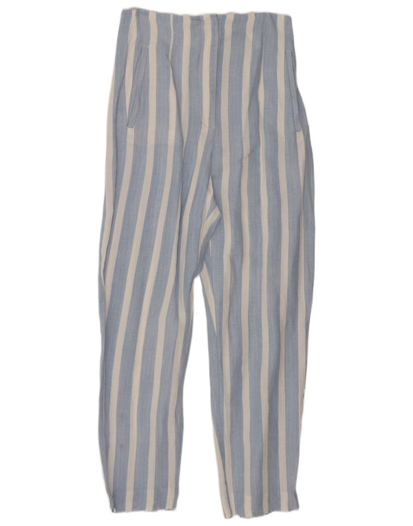Pantaloni cropped slim fit a vita alta da donna Zara XS W24 L26 a righe blu