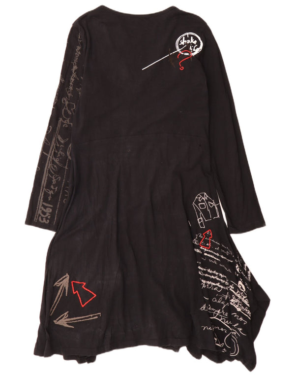 Abito asimmetrico a maniche lunghe grafico da donna Desigual UK 18 XL Nero