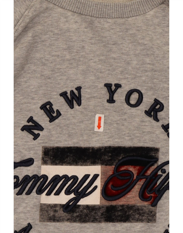 TOMMY HILFIGER Felpa con grafica oversize da donna UK 10 Small Grigio