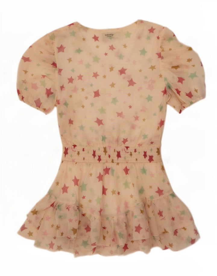 Abito a strati vintage da donna con motivo astratto IT 42 Poliestere bianco medio