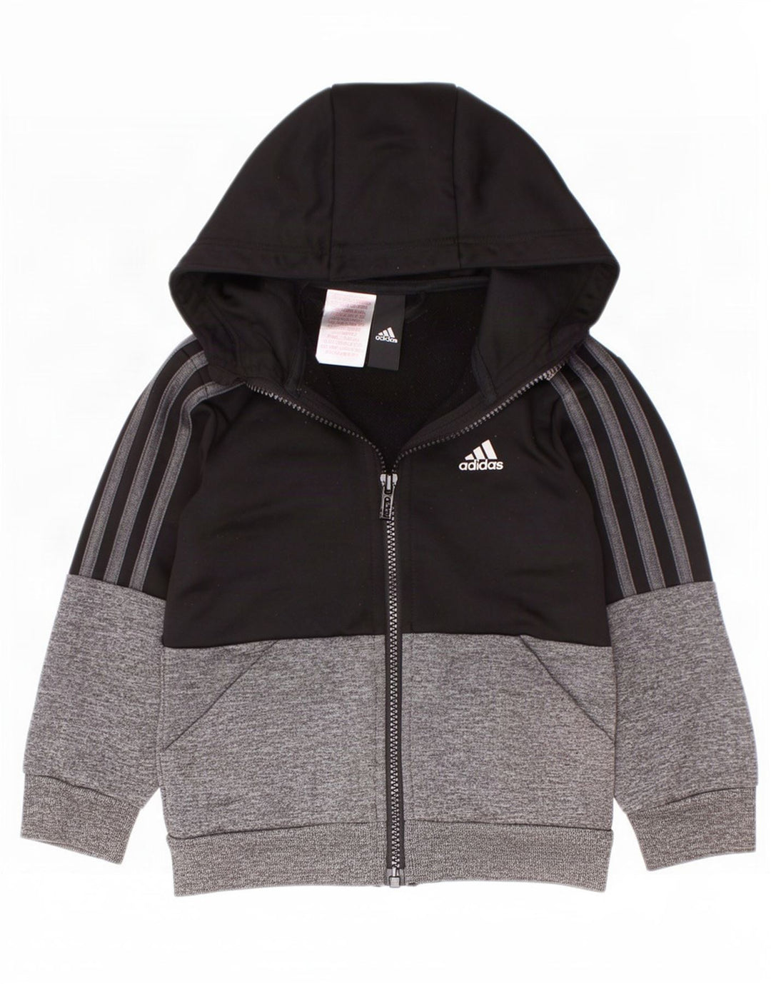 Felpa con cappuccio e zip Adidas per ragazzi 2-3 anni Colorblock nero