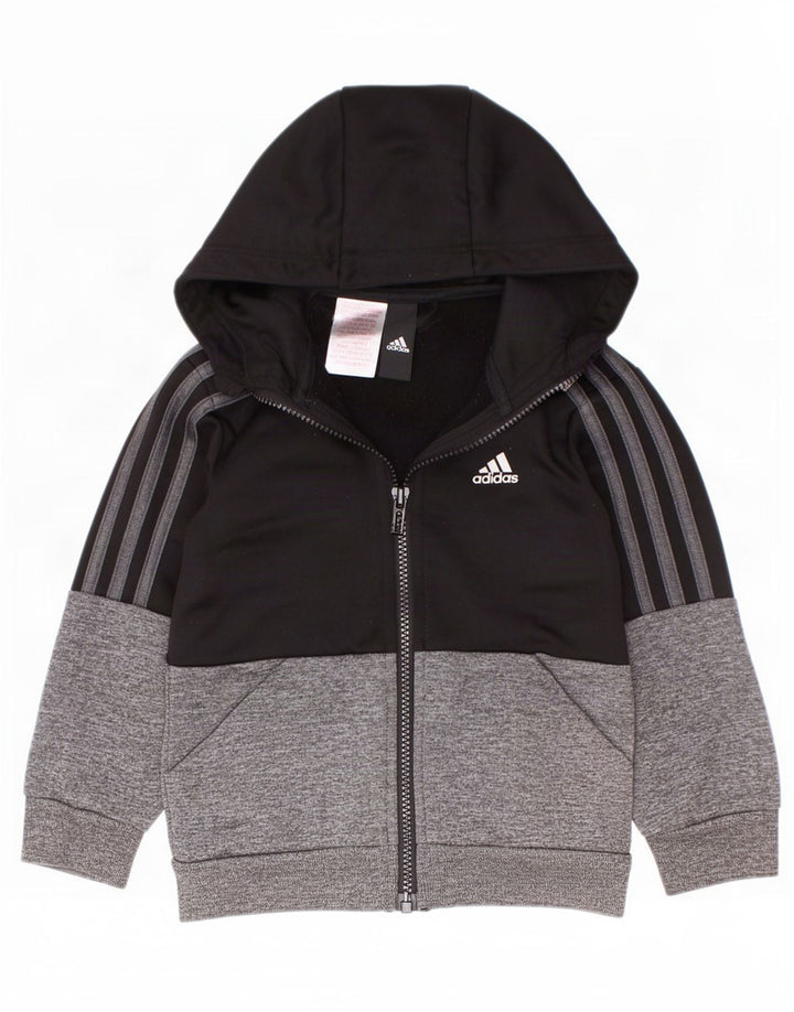 Felpa con cappuccio e zip Adidas per ragazzi 2-3 anni Colorblock nero