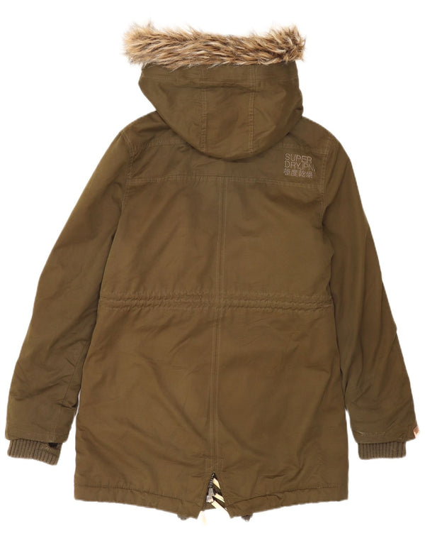 Giacca da donna Superdry The Windparka Sherpa Parka con cappuccio UK 14 Medium Khaki