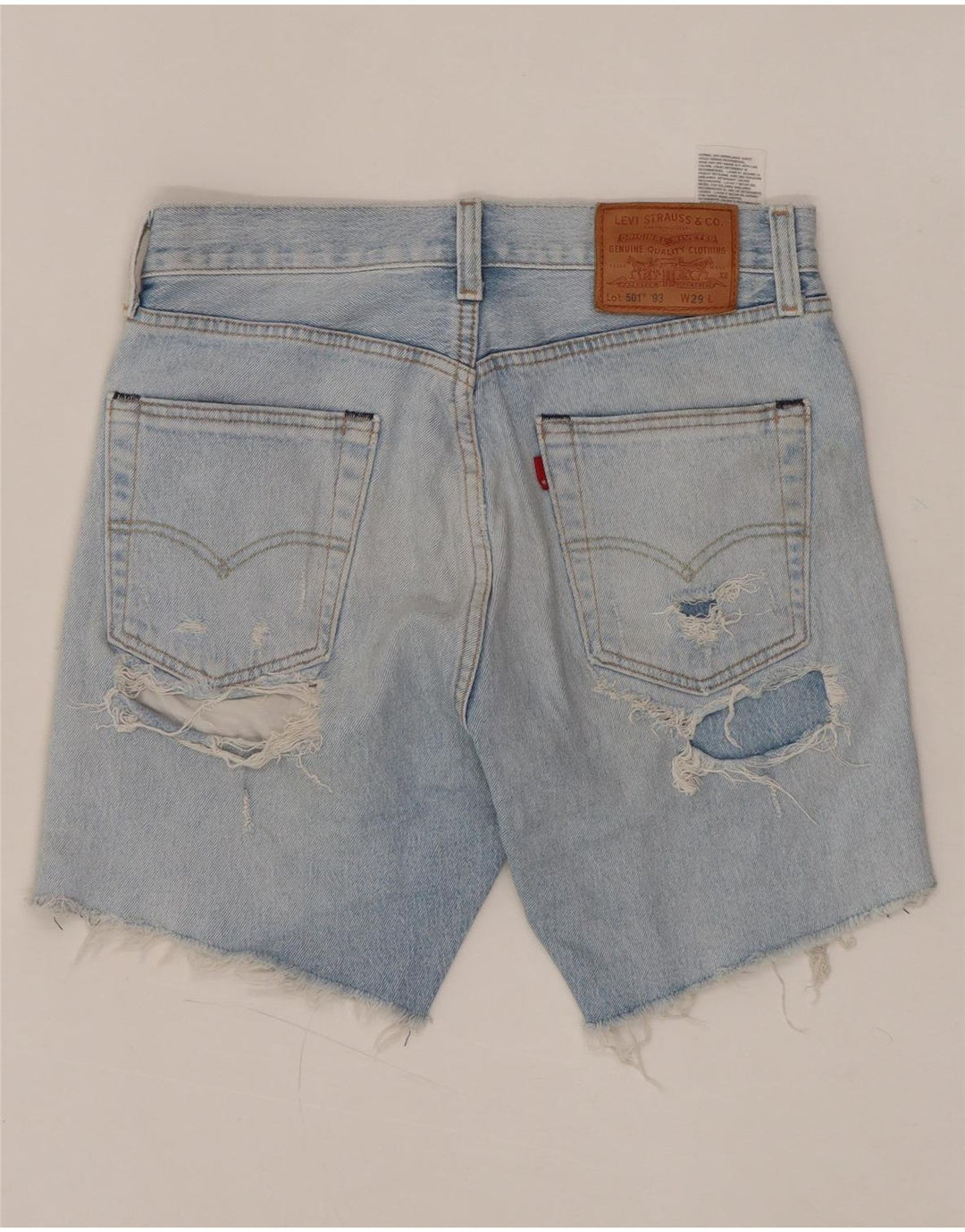 LEVI'S Pantaloncini di jeans invecchiati a vita alta 501 da donna W29 Blu medio