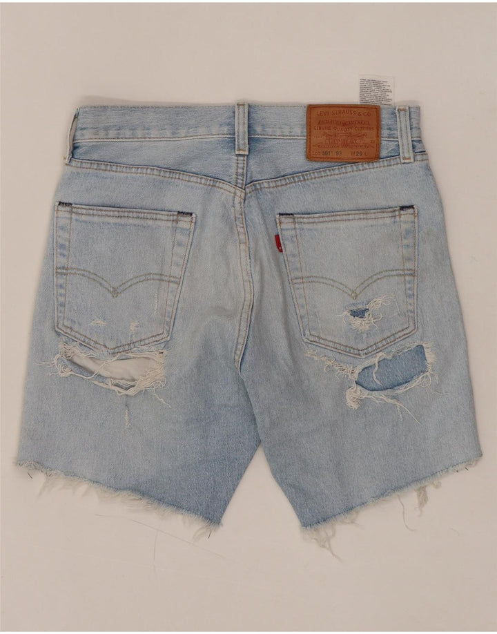LEVI'S Pantaloncini di jeans invecchiati a vita alta 501 da donna W29 Blu medio