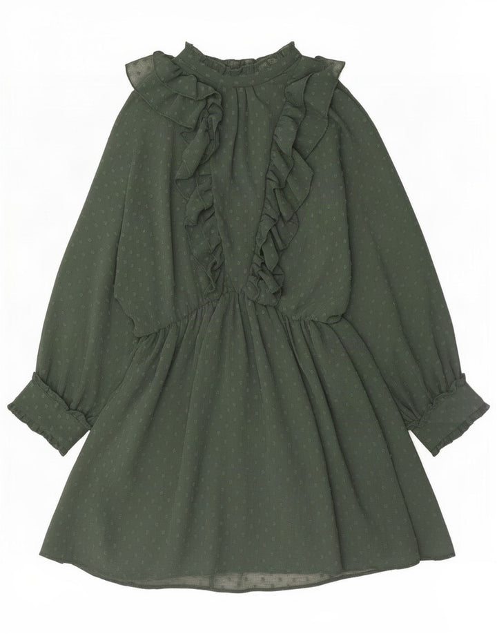 Abito a trapezio frontale con volant sul davanti da donna Zara UK 14 Verde medio
