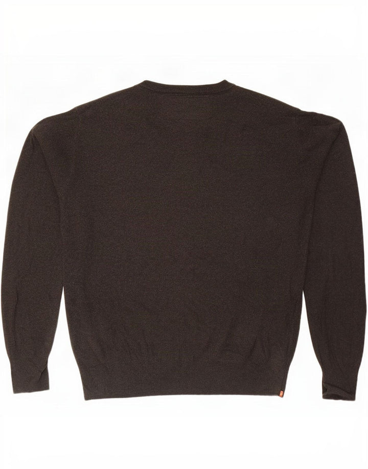 Maglione da uomo girocollo Superdry in cotone marrone grande