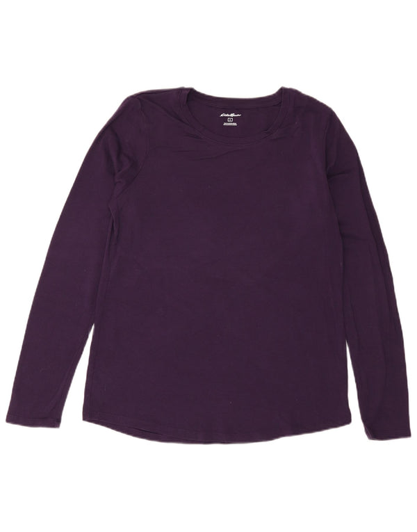 Eddie Bauer Top da donna a maniche lunghe UK 14 Large Viola in cotone