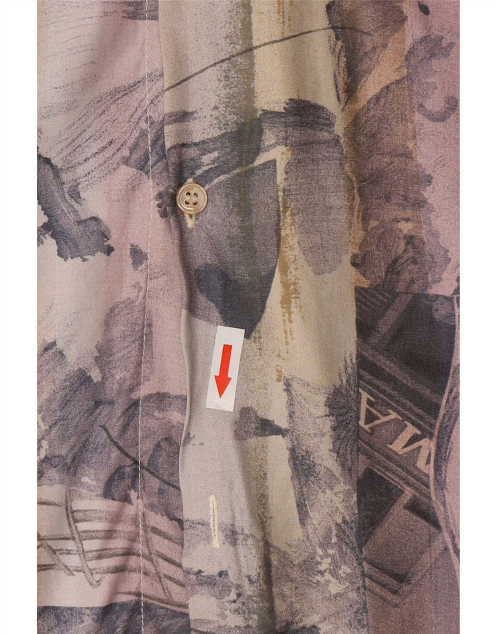 Touche Camicia da uomo con motivo astratto grande in viscosa multicolore