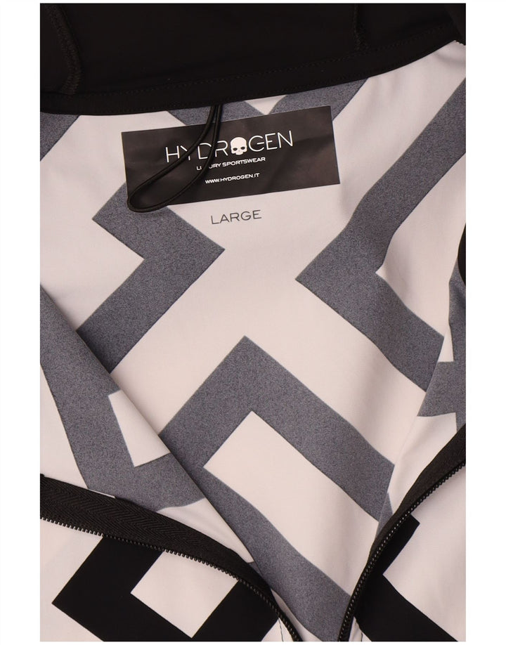 Maglione con cappuccio e zip da uomo HYDROGEN grande poliammide geometrica nera