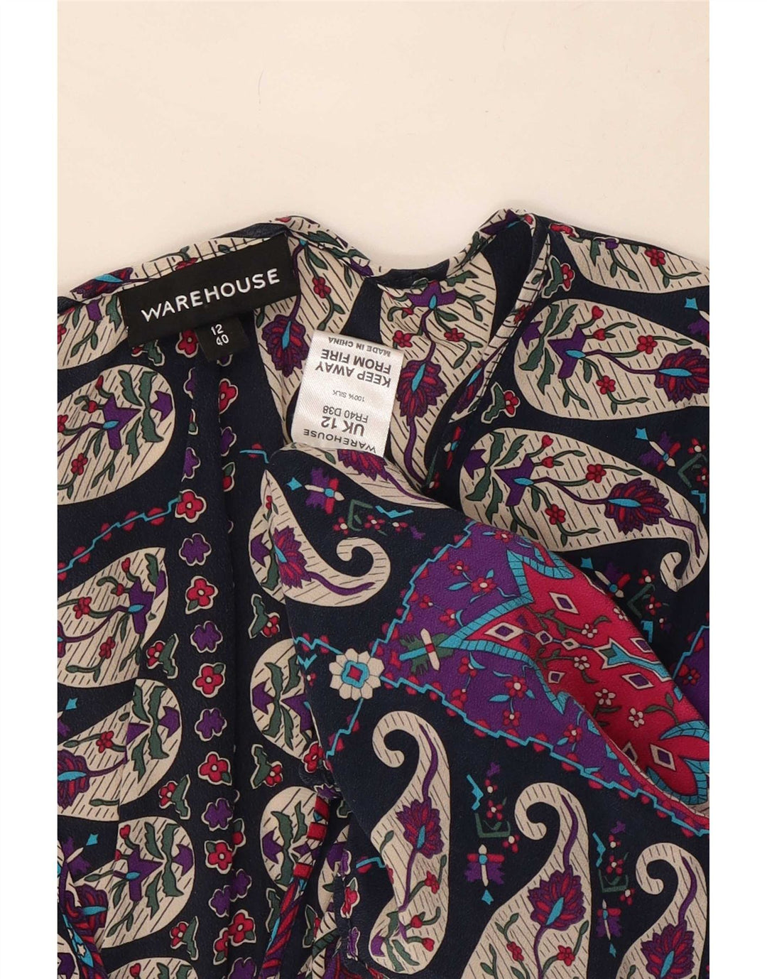 Abito caftano da donna Warehouse UK 12 Seta Paisley multicolore media