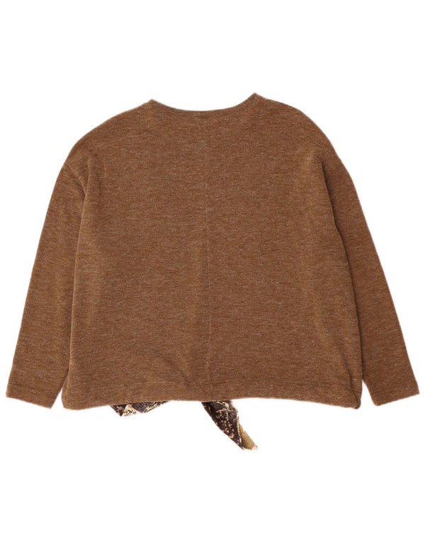 Maglione Zara da donna con scollo a barca UK 14 stampa animalier marrone medio