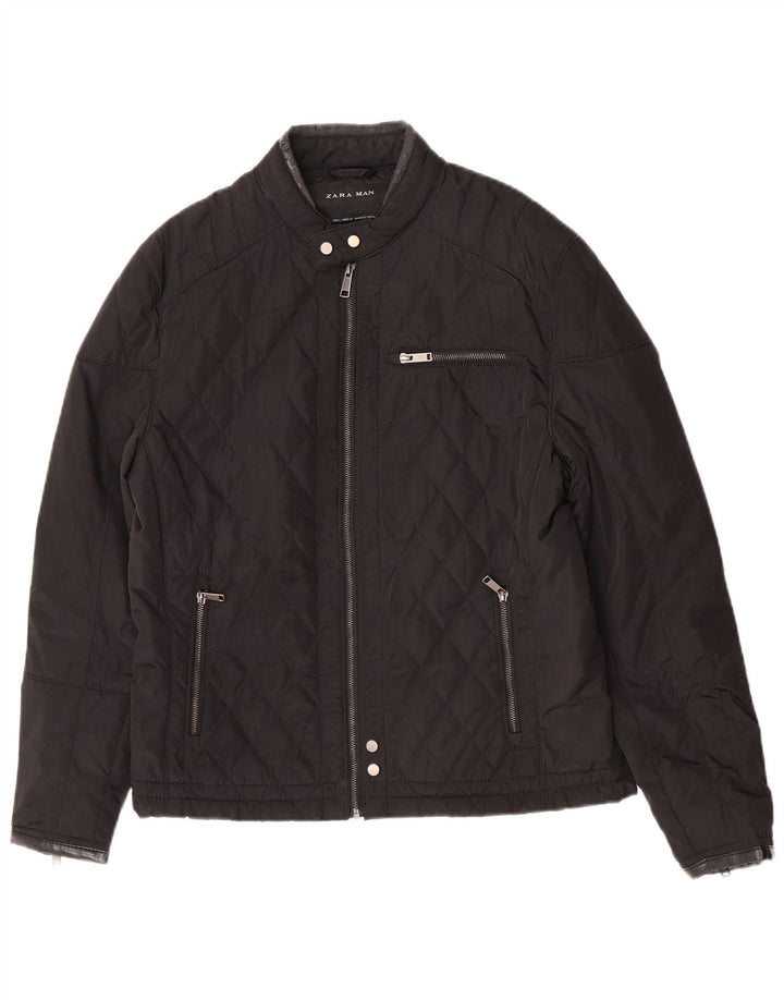 Giacca trapuntata da uomo Zara UK 40 grande poliestere nero