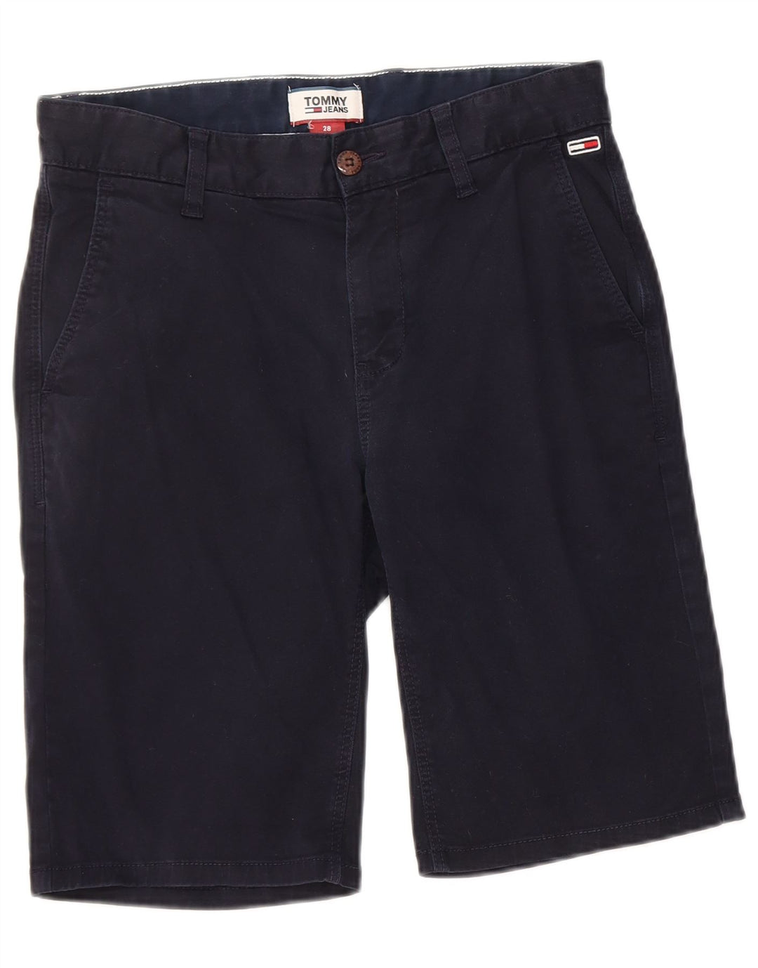 TOMMY HILFIGER Pantaloncini chino da uomo W28 piccoli in cotone blu navy