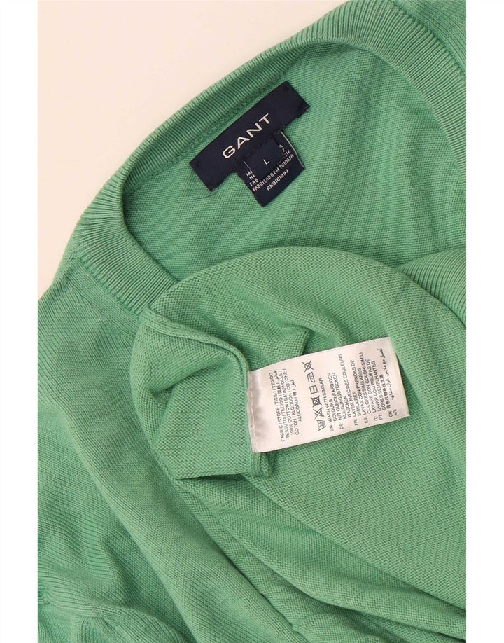 Gant Maglione da uomo con scollo a V, grande cotone verde