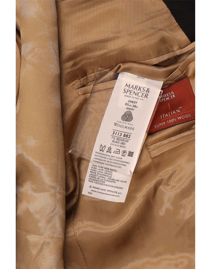 Giacca blazer a 1 bottone da uomo Marks & Spencer UK 38 lana nera media