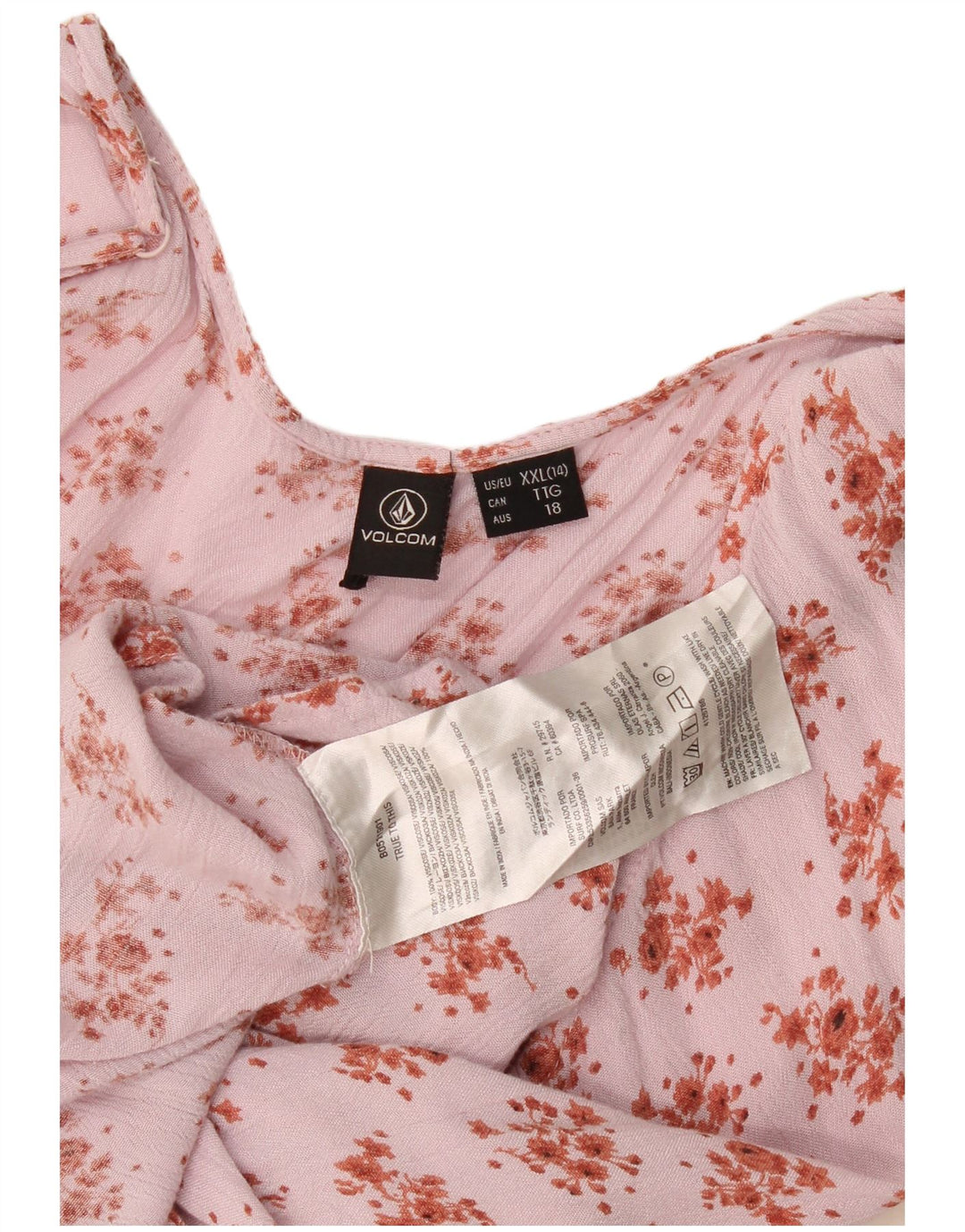 Volcom Womens Halter Top UK 20 2XL Viscosa floreale rosa