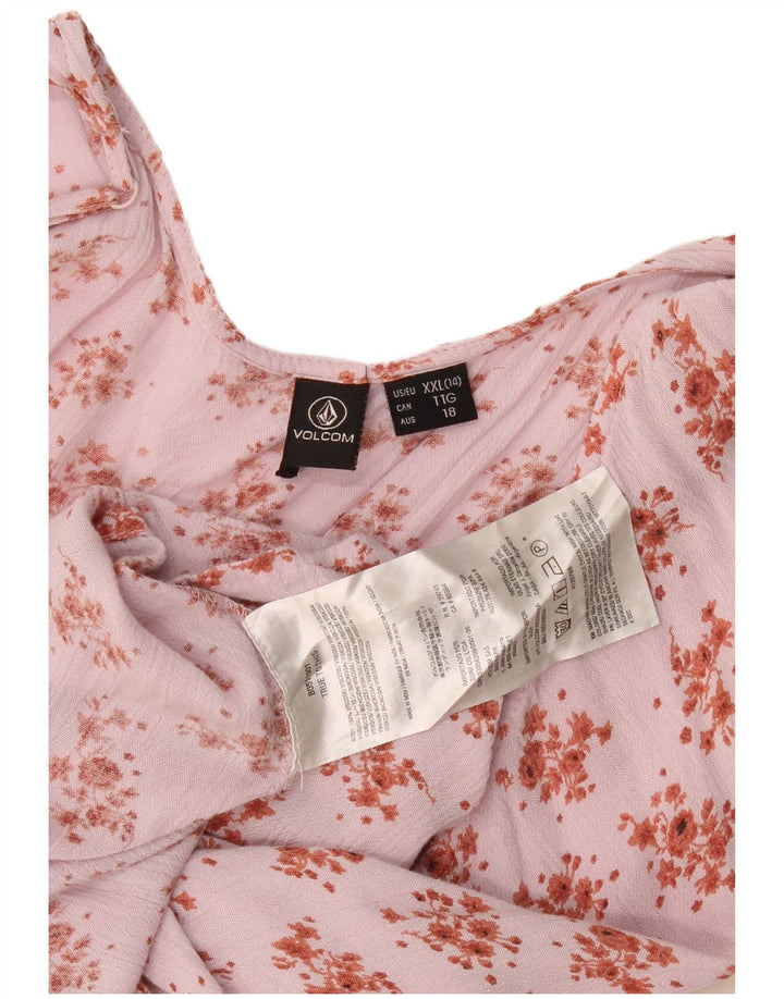 Volcom Womens Halter Top UK 20 2XL Viscosa floreale rosa