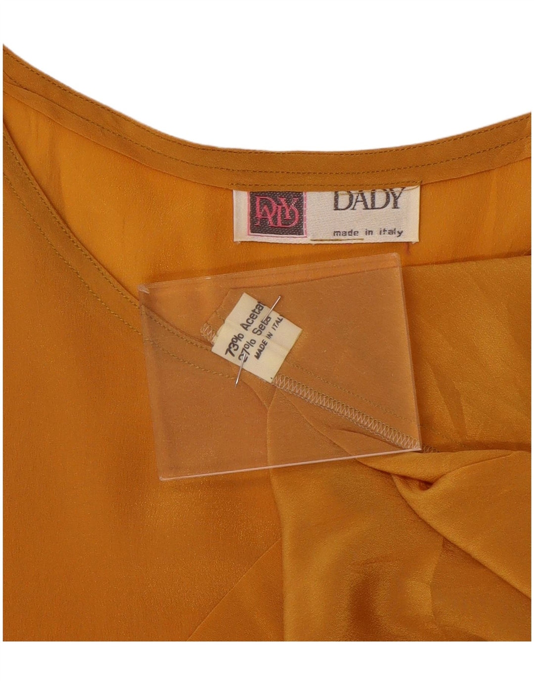 Top camicetta senza maniche vintage da donna UK 14 Acetato giallo medio