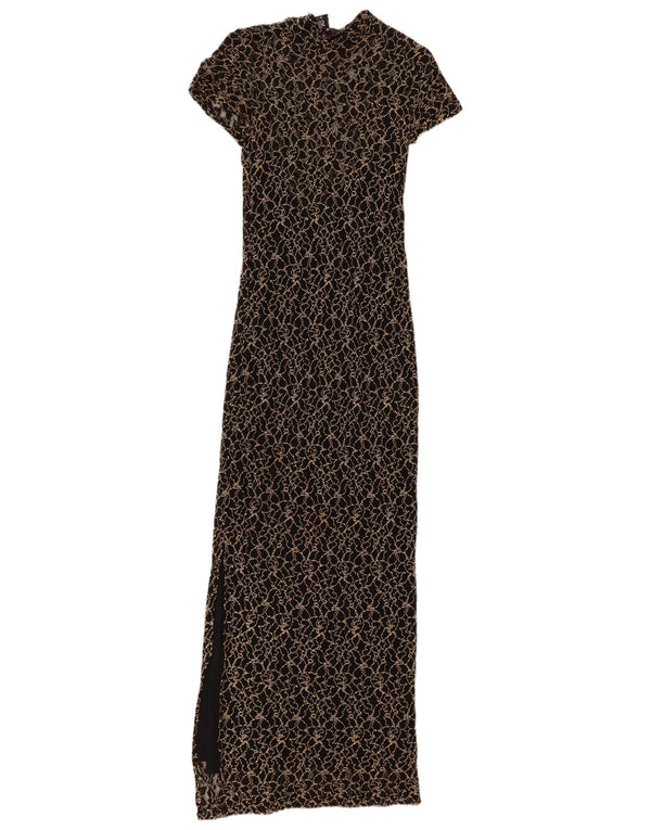 WALLIS Womens Petite Lace Maxi Dress UK 8 Small Black Floral Viscose