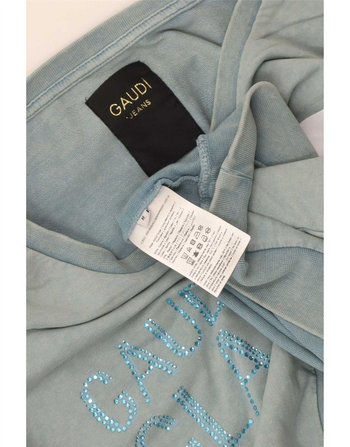 Felpa grafica da donna Gaudi Maglione UK 14 Cotone blu medio