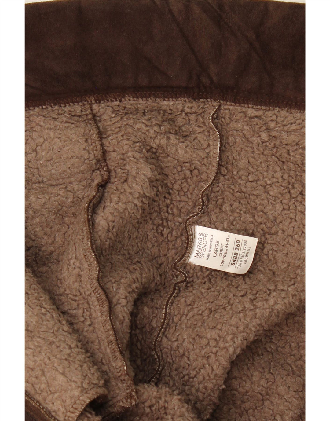 MARKS & SPENCER Giacca Sherpa da uomo UK 41/43 Large Marrone Poliestere