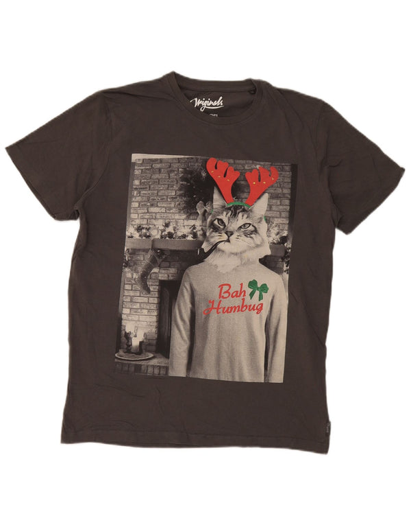 Jack & Jones T-shirt grafica da uomo Amburgo Top in cotone grigio medio natalizio