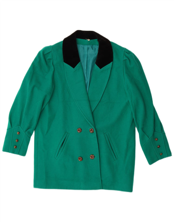 Giacca blazer doppiopetto vintage da donna UK 14 grande blocco colore verde