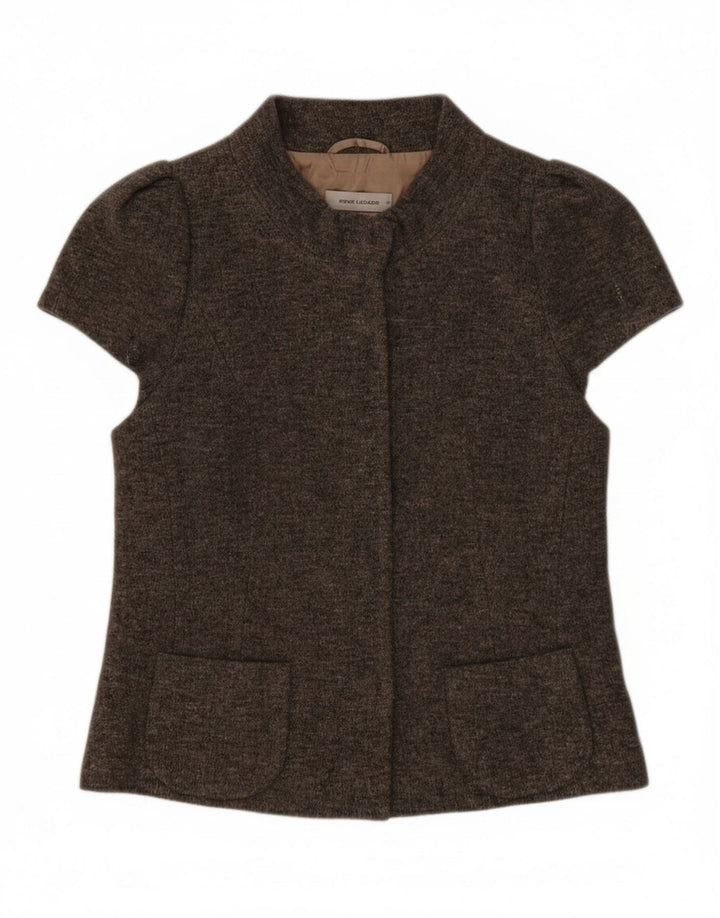 Giacca blazer a maniche corte da donna Rene Lezard EU 36 piccola lana grigia