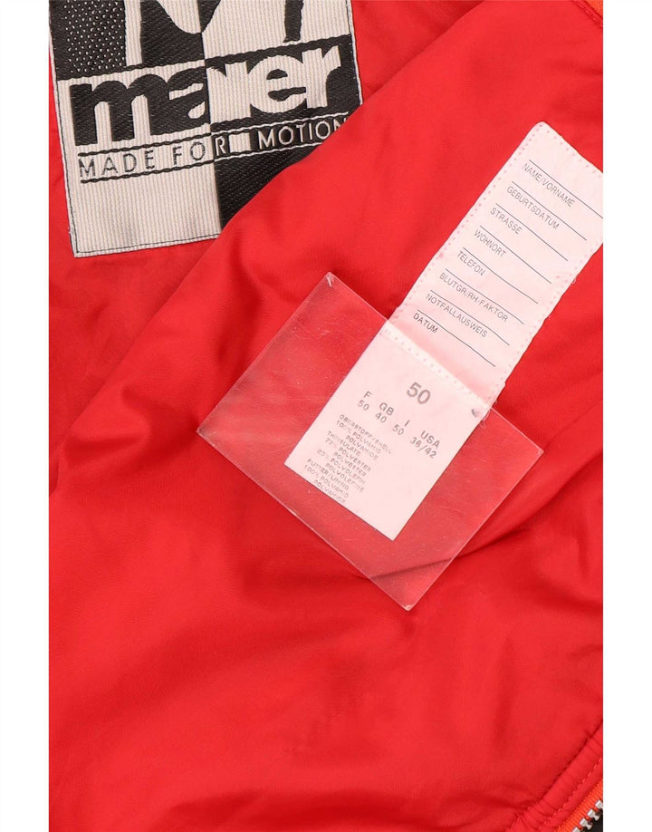 Giacca a vento grafica vintage da uomo UK 40 grande blocco di colore rosso