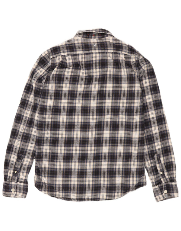 Camicia da uomo in flanella SUPERDRY, cotone a quadri grandi blu navy