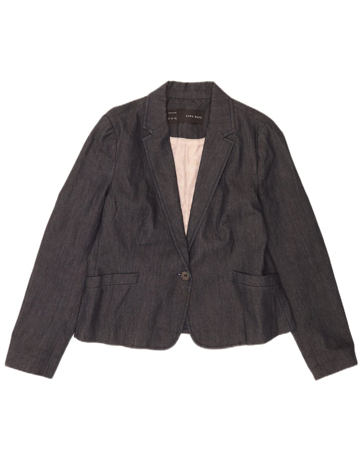 Giacca blazer da donna a 1 bottone Zara UK 18 XL cotone blu navy