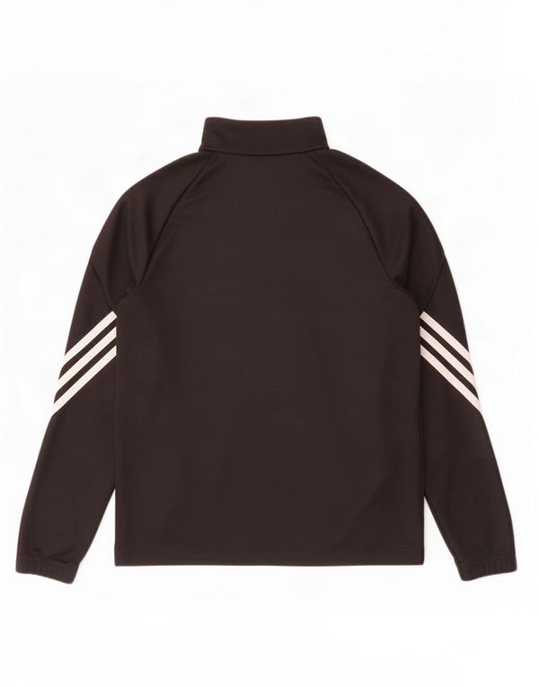 Top della tuta pullover Adidas Climalite con zip e collo da ragazzo, 11-12 anni, nera