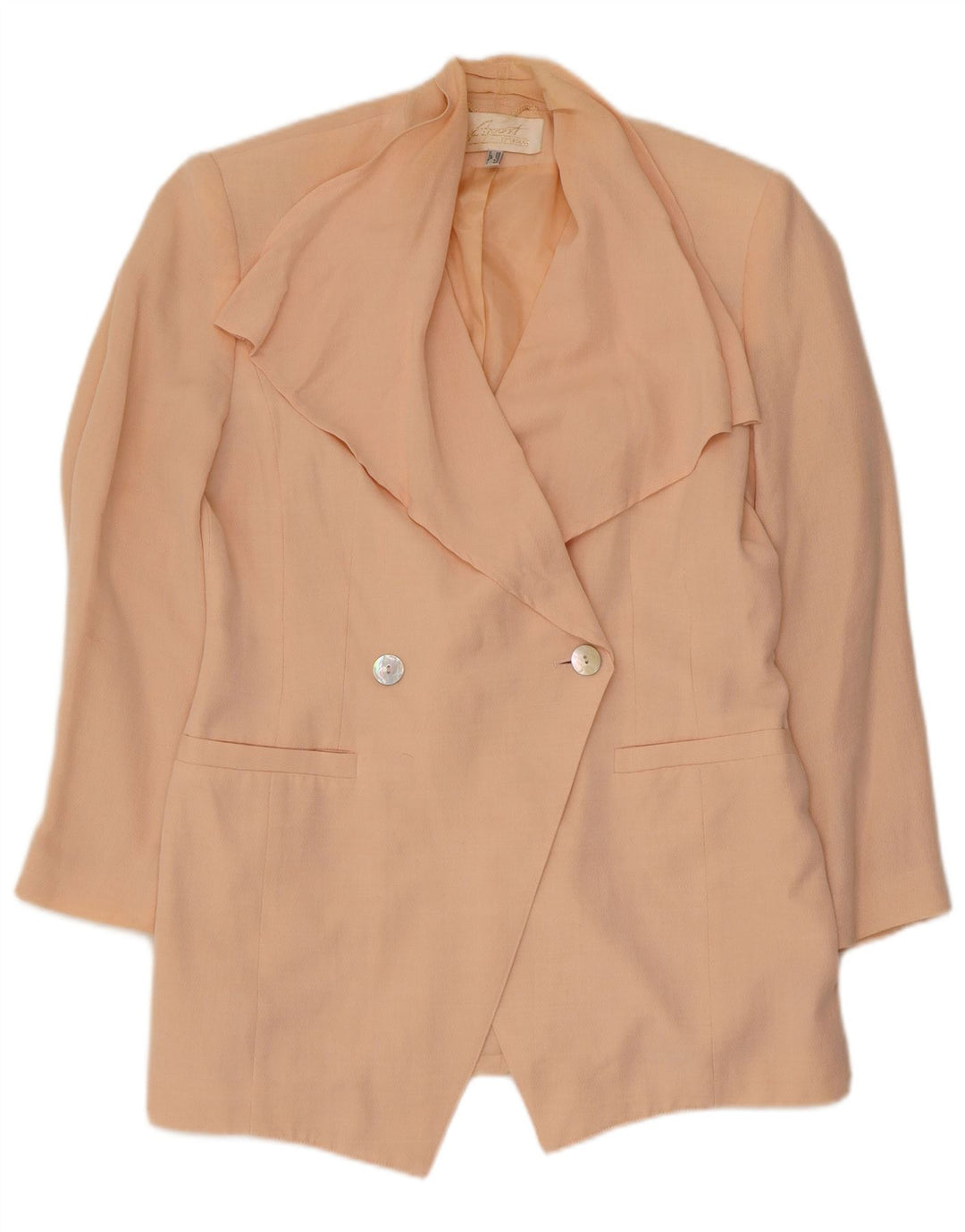 Giacca blazer doppiopetto vintage da donna UK 12 viscosa rosa medio