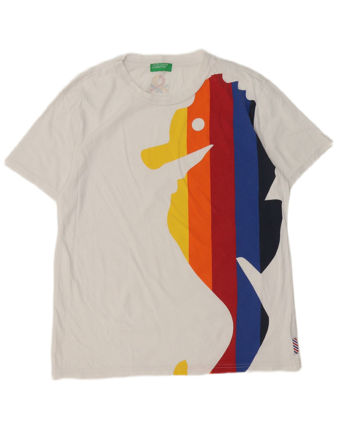 T-shirt grafica da bambino Benetton Top 15-16 anni cotone bianco medio