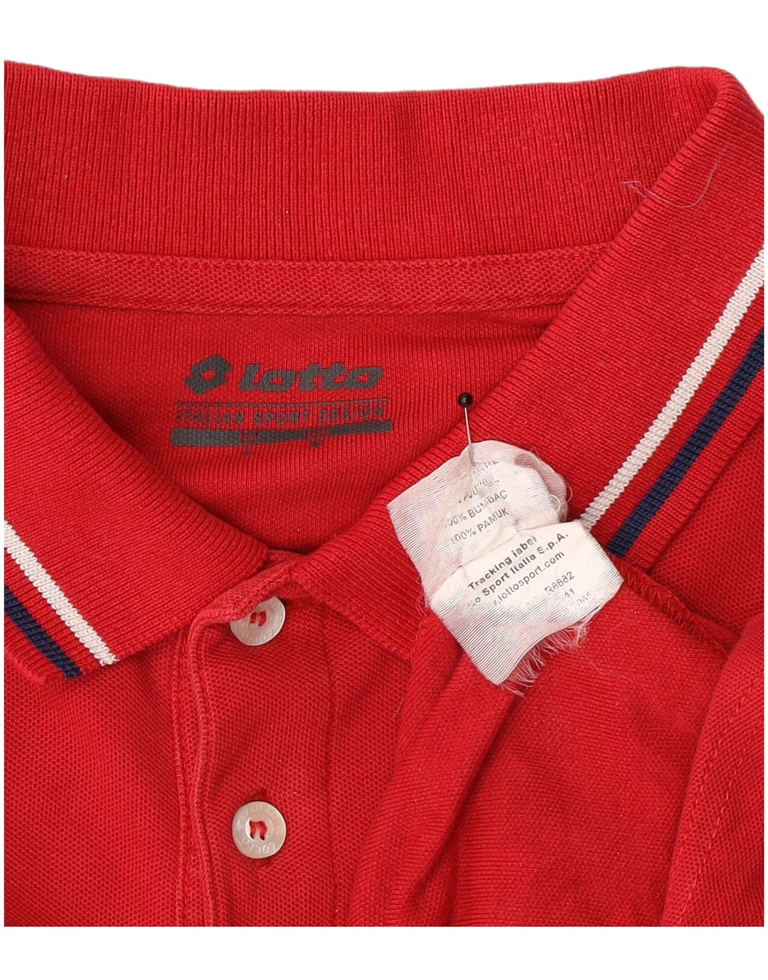Polo da uomo a maniche lunghe Lotto in cotone rosso medio