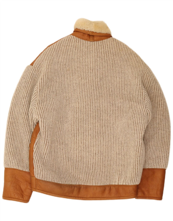 Giubbotto shearling vintage da uomo IT 50 grande color marrone marrone