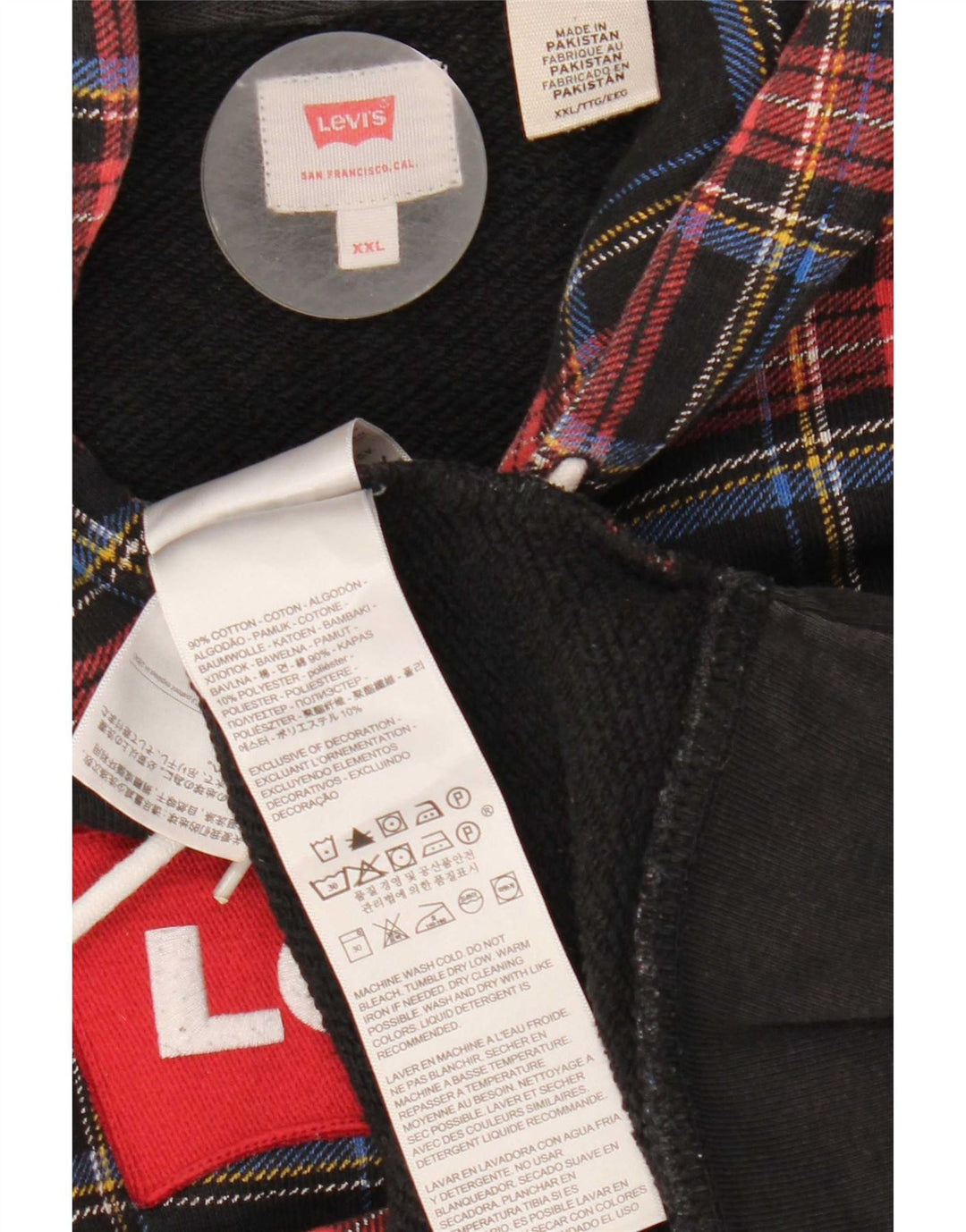 Maglione con cappuccio grafico da uomo Levi's 2XL in cotone a quadri multicolore