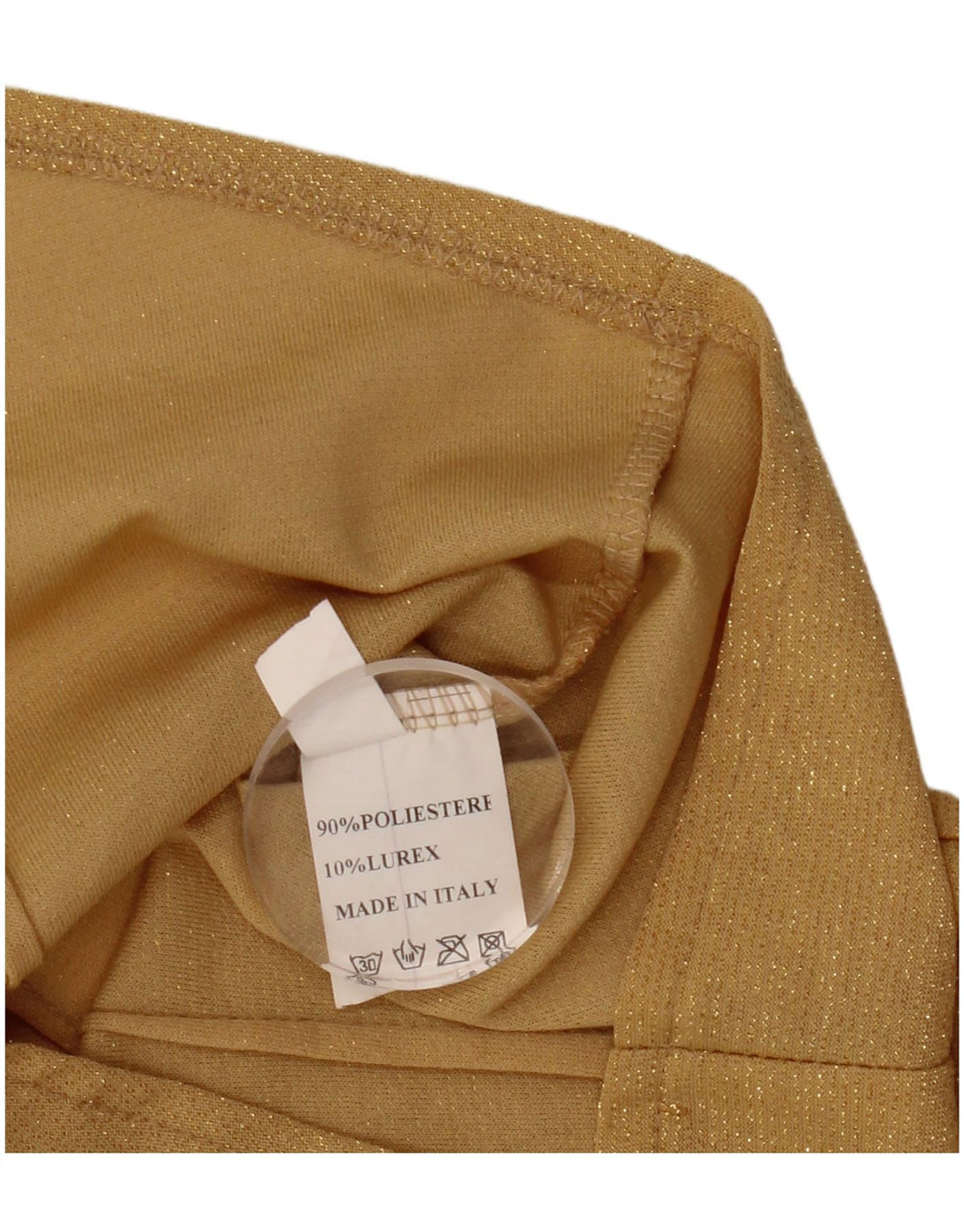Camicia da donna vintage UK 10 piccola in poliestere dorato