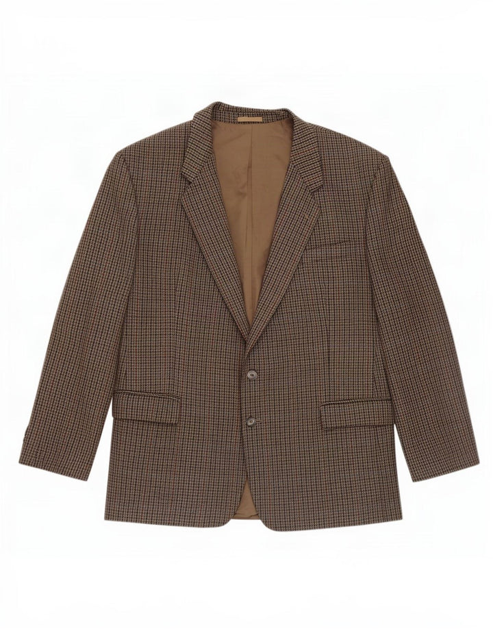 Giacca blazer da uomo a 2 bottoni Wellington EU 48 4XL lana pied de poule marrone